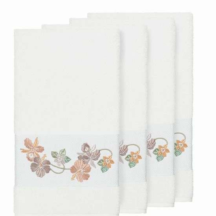 Bed & Bath * | Linum Home Textiles Turkish Cotton Caroline Embellished Bath Towel Set Light Gray