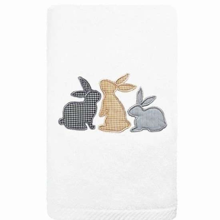 Bed & Bath * | Linum Home Textiles Bunny Row Embroidered Luxury Turkish Cotton Hand Towel White