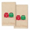 Bed & Bath * | Linum Home Textiles Christmas 2-Pack Sweaters Embroidered Luxury Turkish Cotton Hand Towels Sand