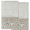 Bed & Bath * | Linum Home Textiles Turkish Cotton April 2-Piece Embellished Hand Towel Set Light Gray