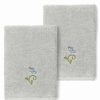 Bed & Bath * | Linum Home Textiles Turkish Cotton Rebecca 2-Pack Embellished Washcloth Set Light Gray