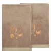 Bed & Bath * | Linum Home Textiles Turkish Cotton Aaron 2-Piece Embellished Bath Towel Set Cocoa Cocoa