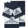 Bed & Bath * | Linum Home Textiles 4-Piece Scarlet Embellished Bath Towel Set Blue