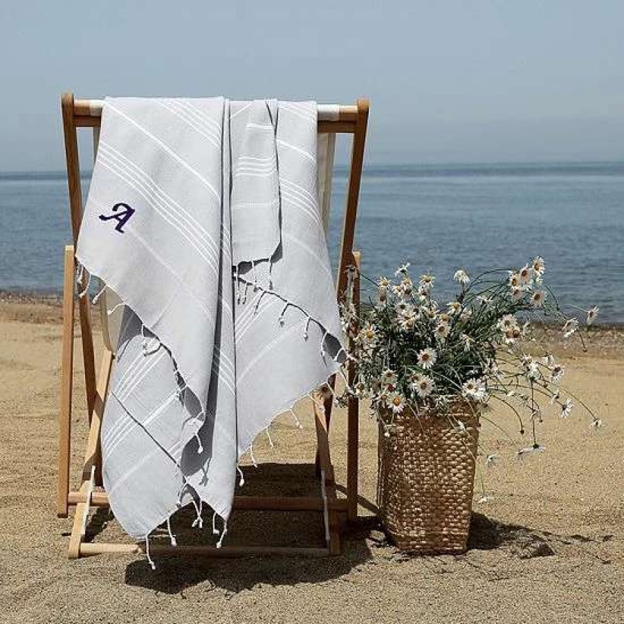 Bed & Bath * | Linum Home Textiles Turkish Cotton Lucky Personalized Pestemal Beach Towel