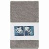 Bed & Bath * | Linum Home Textiles Turkish Cotton Ava Embellished Hand Towel Midnight Blue