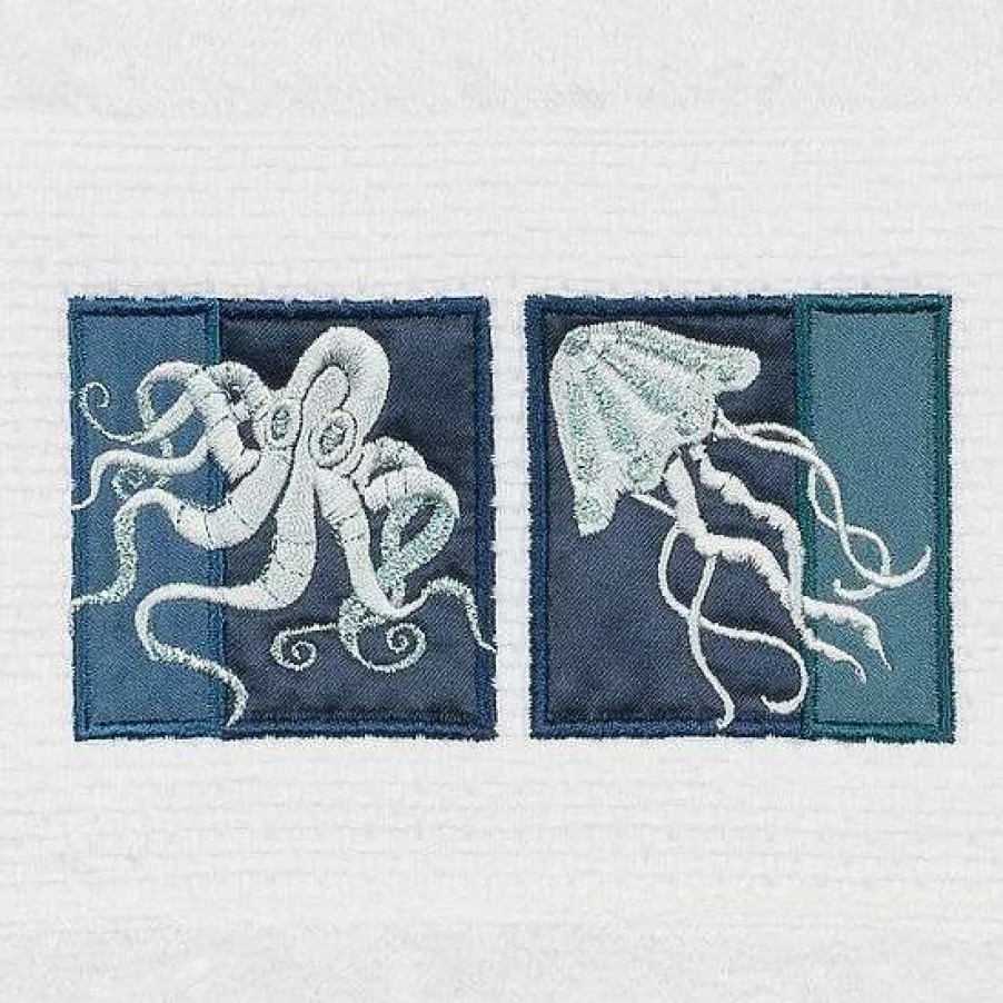 Bed & Bath * | Linum Home Textiles Turkish Cotton Ava Embellished Hand Towel Midnight Blue