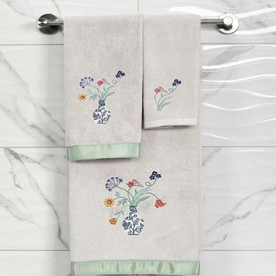 Bed & Bath * | Linum Home Textiles Turkish Cotton Stella 2-Piece Embellished Fingertip Towel Set Beige