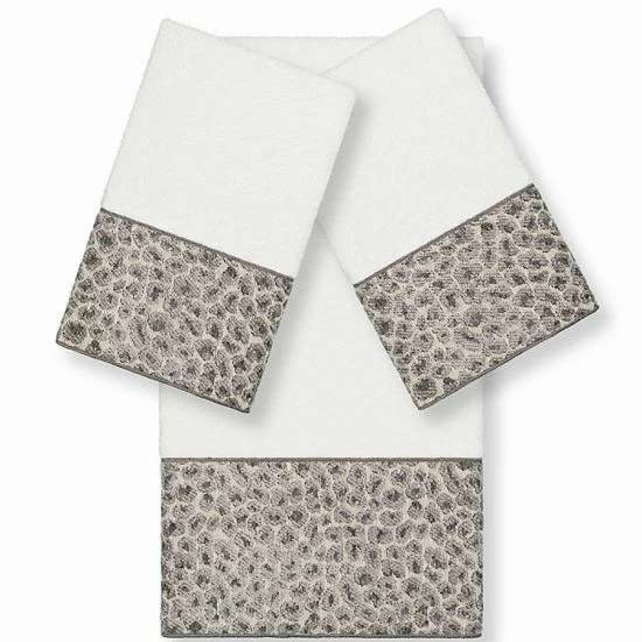 Bed & Bath * | Linum Home Textiles Turkish Cotton Spots 3-Piece Embellished Bath Towel Set Latte