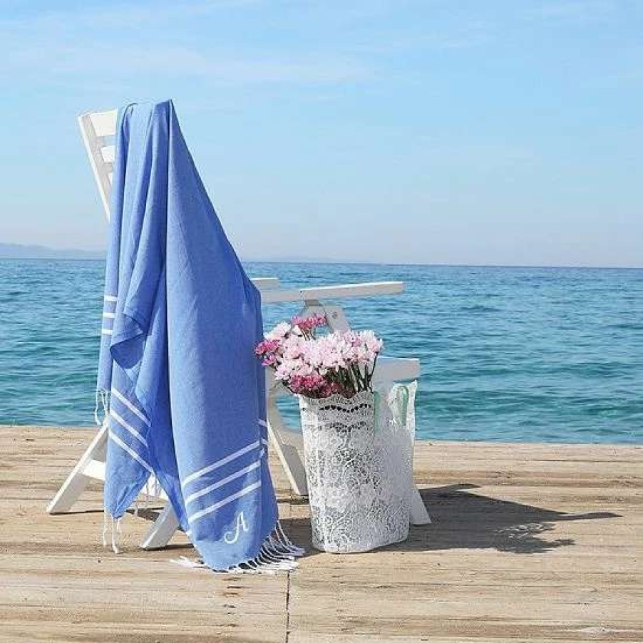 Bed & Bath * | Linum Home Textiles Turkish Cotton Alara Personalized Pestemal Beach Towel