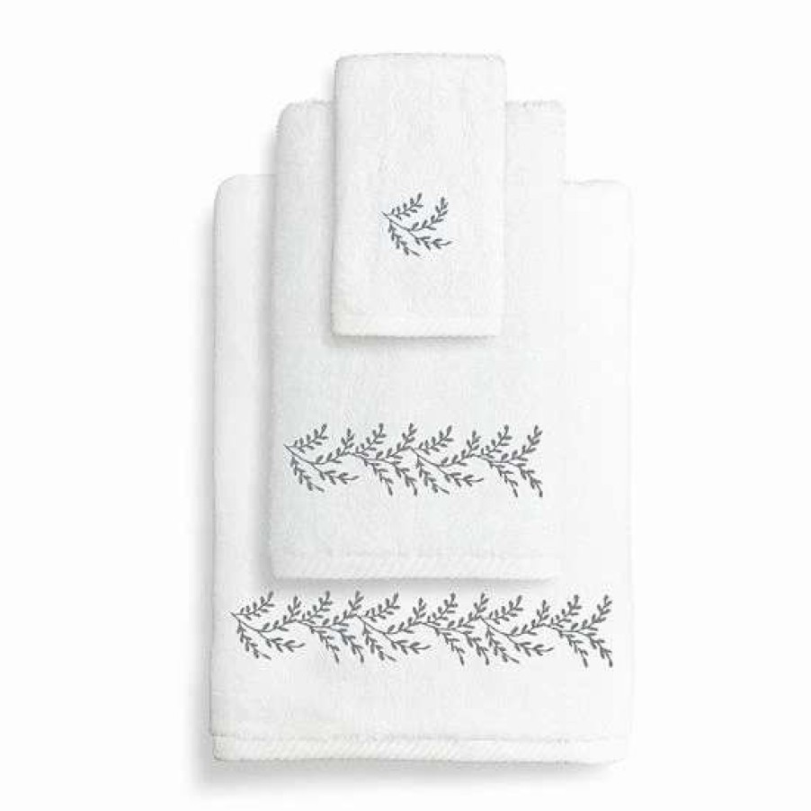 Bed & Bath * | Linum Home Textiles Autumn Leaves 3-Piece Bath Towel Set White Gray