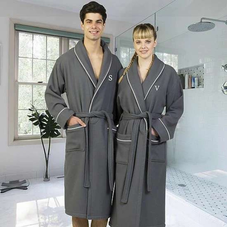 Clothing * | Linum Home Textiles Turkish Cotton Personalized Waffle Terry Bathrobe