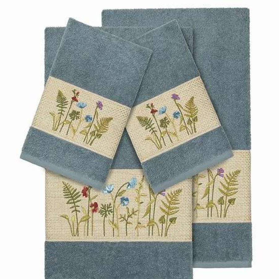 Bed & Bath * | Linum Home Textiles 4-Piece Serenity Embellished Bath Towel Set Latte