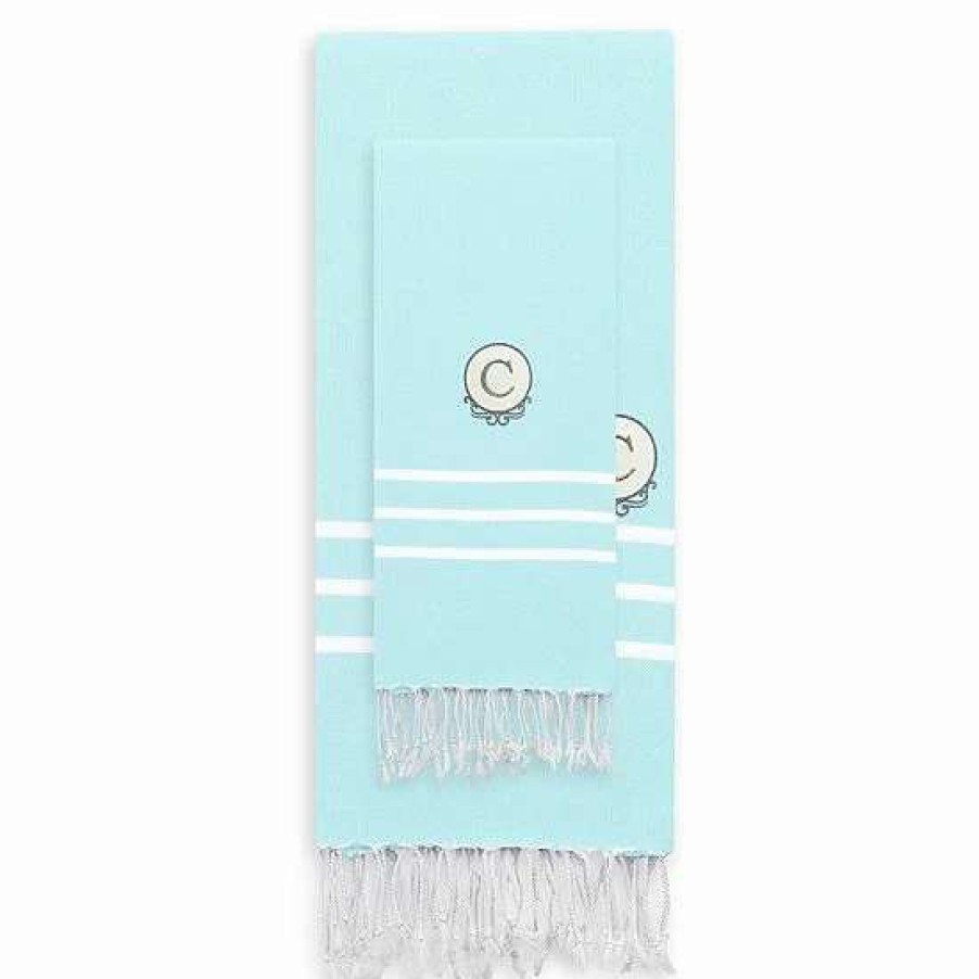 Bed & Bath * | Linum Home Textiles Turkish Cotton Personalized Alara Pestemal Beach And Hand Towel Set