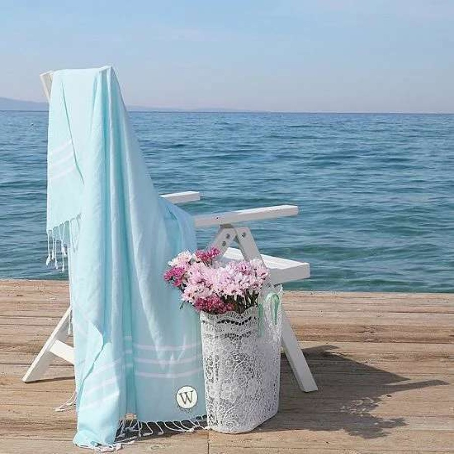 Bed & Bath * | Linum Home Textiles Turkish Cotton Personalized Alara Pestemal Beach And Hand Towel Set