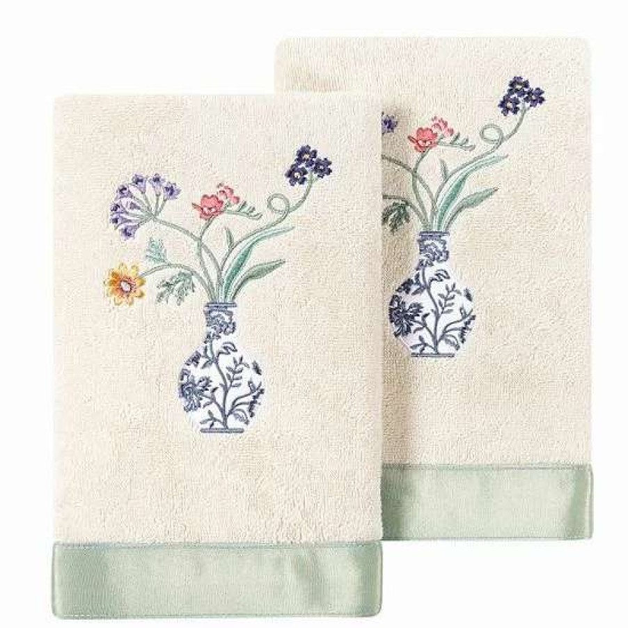 Bed & Bath * | Linum Home Textiles Turkish Cotton Stella 2-Piece Embellished Hand Towel Set Blush