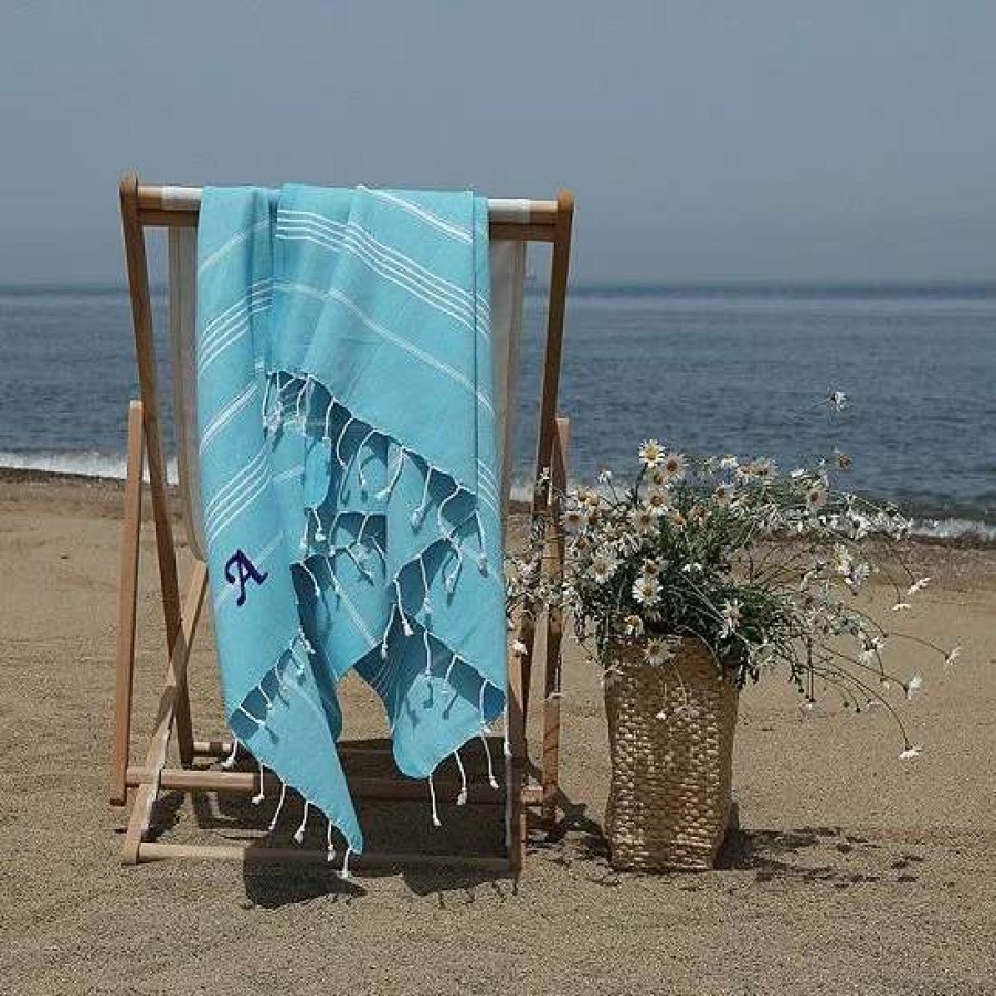 Bed & Bath * | Linum Home Textiles Turkish Cotton Lucky Personalized Pestemal Beach Towel