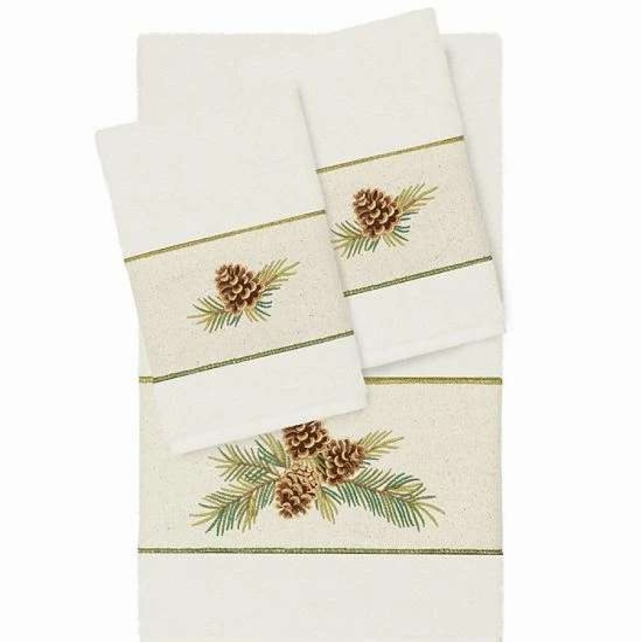 Bed & Bath * | Linum Home Textiles Turkish Cotton Pierre 3-Piece Embellished Towel Set Latte