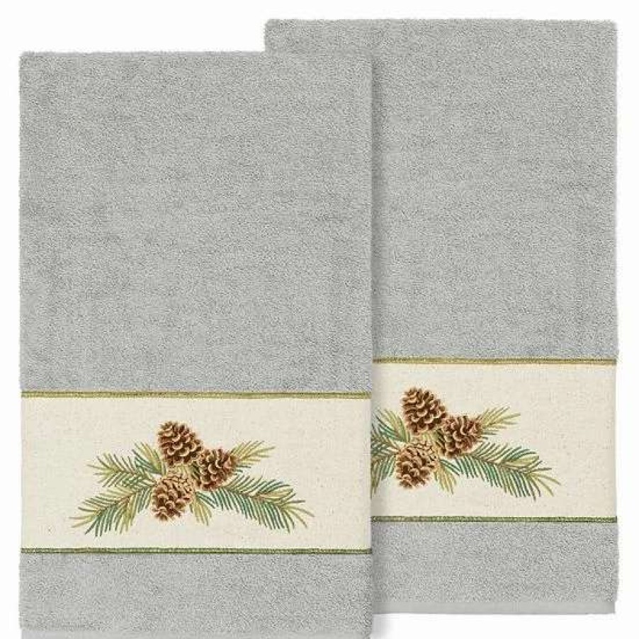 Bed & Bath * | Linum Home Textiles Turkish Cotton Pierre 2-Piece Embellished Bath Towel Set Latte