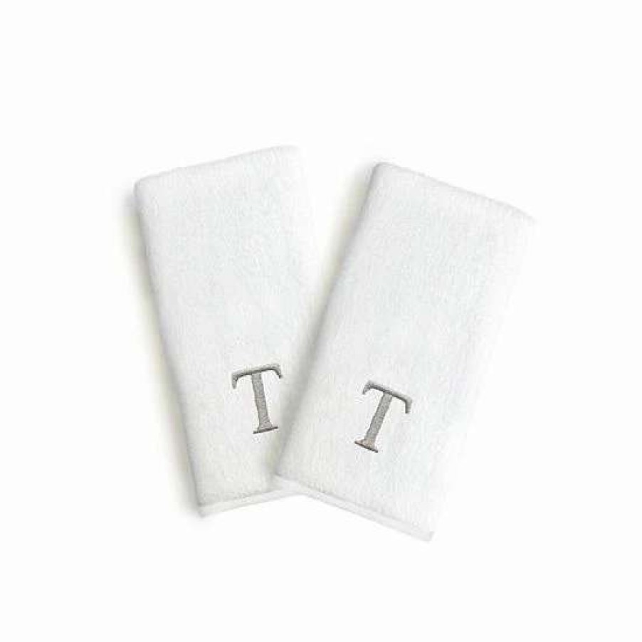 Bed & Bath * | Linum Home Textiles Monogrammed Luxury Turkish Cotton Novelty Hand Towels 2-Pack Set