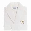 Clothing * | Linum Home Textiles Turkish Cotton Personalized Waffle Weave Bathrobe White Gold D