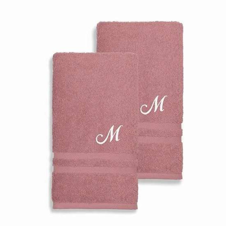 Bed & Bath * | Linum Home Textiles Turkish Cotton Denzi 2-Piece Personalized Hand Towel Set