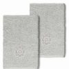 Bed & Bath * | Linum Home Textiles Turkish Cotton Alyssa 2-Pack Embellished Washcloth Set Dark Gray