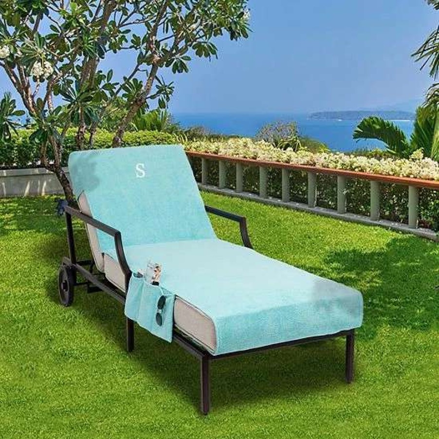 Bed & Bath * | Linum Home Textiles Turkish Cotton Personalized Chaise Lounge Chair Slipcover & Side Pockets