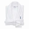 Clothing * | Linum Home Textiles Turkish Cotton Personalized Satin Piped Trim Waffle Terry White Bathrobe