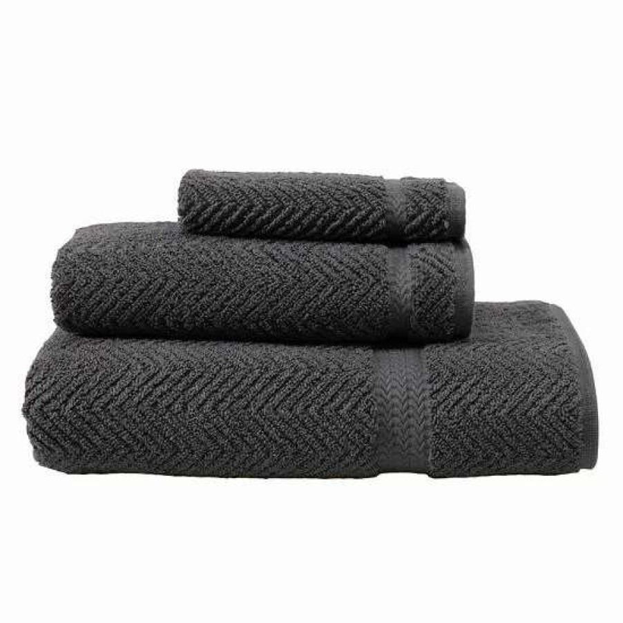 Bed & Bath * | Linum Home Textiles Herringbone 3-Pc. Bath Towel Set Gray