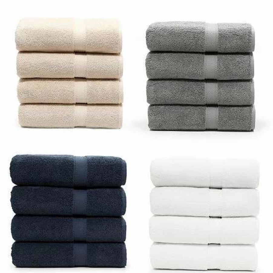 Bed & Bath * | Linum Home Textiles 4-Pack Turkish Cotton Sinemis Terry Bath Towel Set Navy