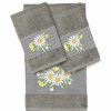 Bed & Bath * | Linum Home Textiles Turkish Cotton Daisy 3-Piece Embellished Towel Set Dark Gray