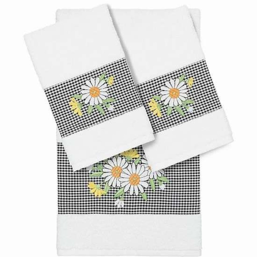 Bed & Bath * | Linum Home Textiles Turkish Cotton Daisy 3-Piece Embellished Towel Set Dark Gray