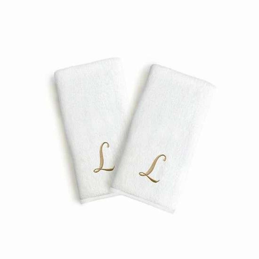 Bed & Bath * | Linum Home Textiles Monogrammed Luxury Turkish Cotton Novelty Hand Towels 2-Pack Set