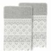 Bed & Bath * | Linum Home Textiles Turkish Cotton Aiden 2-Piece White Lace Embellished Washcloth Set