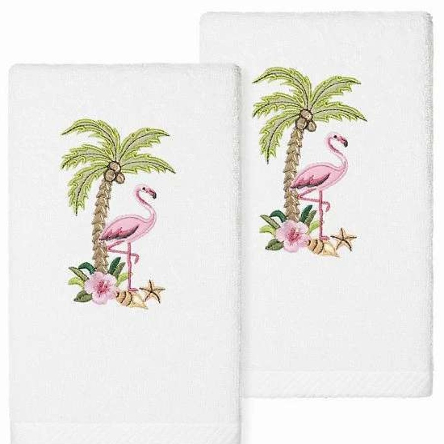 Bed & Bath * | Linum Home Textiles Turkish Cotton Flora Embroidered 2-Pack Hand Towel Set Sand