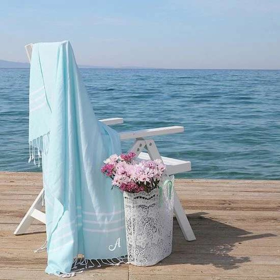 Bed & Bath * | Linum Home Textiles Turkish Cotton Alara Personalized Pestemal Beach Towel