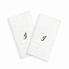 Bed & Bath * | Linum Home Textiles Black Script Denzi Single Letter 2-Pack Monogram Hand Towel