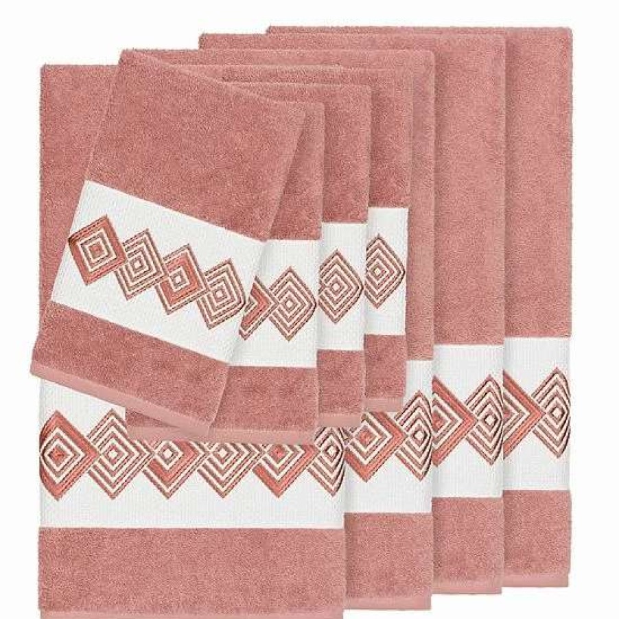 Bed & Bath * | Linum Home Textiles Turkish Cotton Noah 8-Piece Embellished Towel Set Tea Rose