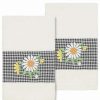 Bed & Bath * | Linum Home Textiles Turkish Cotton Daisy 2-Piece Embellished Hand Towel Set Dark Gray