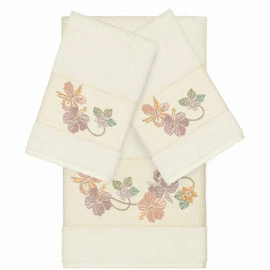 Bed & Bath * | Linum Home Textiles Turkish Cotton Caroline 3-Piece Embellished Towel Set Tea Rose