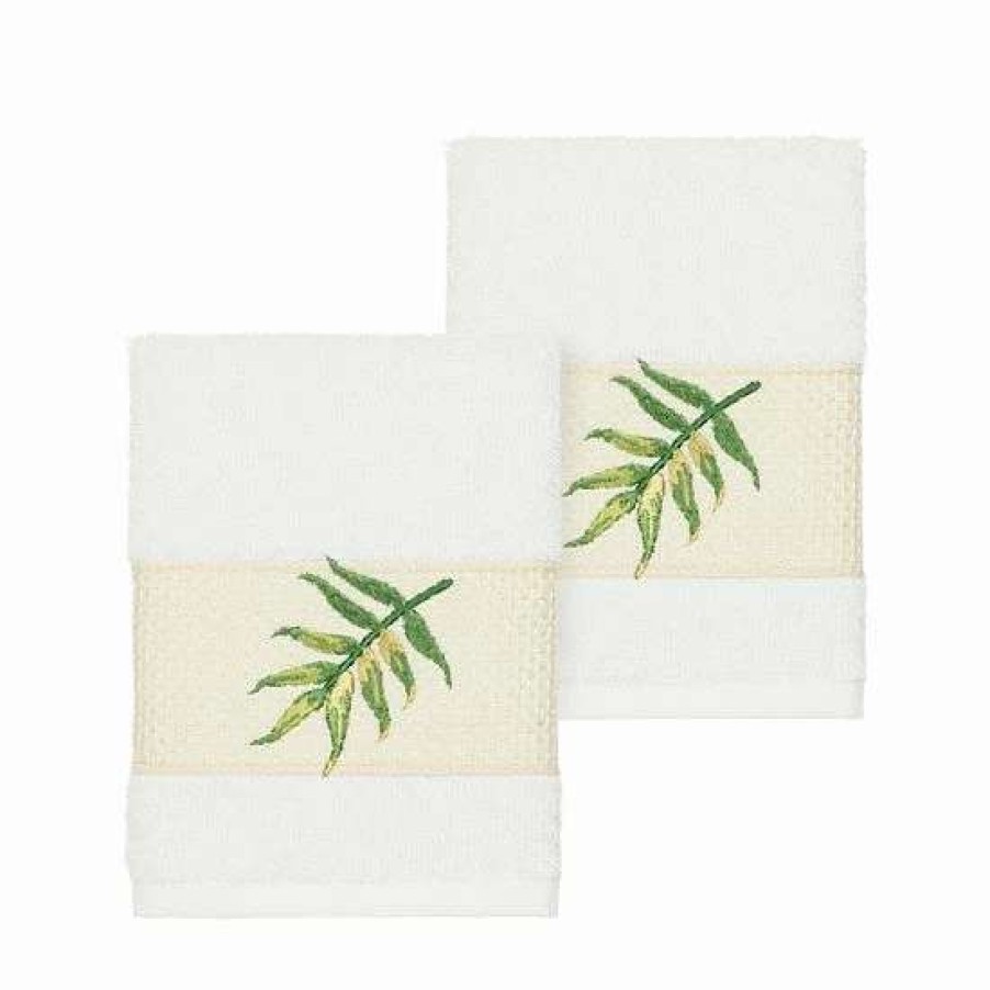 Bed & Bath * | Linum Home Textiles Turkish Cotton Zoe Embellished Washcloth Set Cream