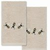 Bed & Bath * | Linum Home Textiles Bee Dance Embroidered Luxury Turkish Cotton Hand Towels 2-Pack Set Sand