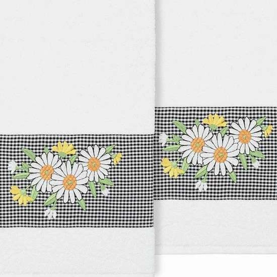 Bed & Bath * | Linum Home Textiles Turkish Cotton Daisy 2-Piece Embellished Bath Towel Set Cream