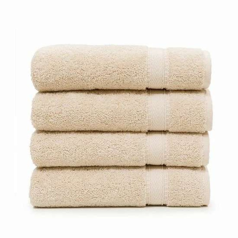 Bed & Bath * | Linum Home Textiles 4-Pack Turkish Cotton Sinemis Terry Hand Towel Set Beige