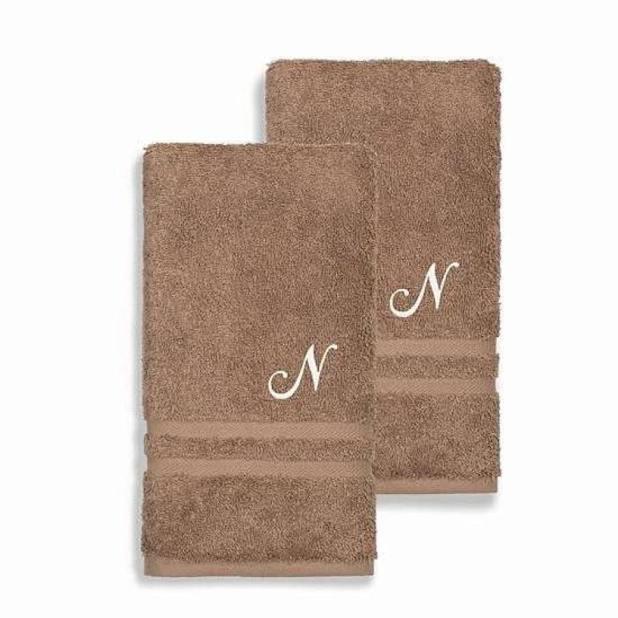 Bed & Bath * | Linum Home Textiles Turkish Cotton Denzi 2-Piece Personalized Hand Towel Set