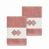 Bed & Bath * | Linum Home Textiles Turkish Cotton Noah Embellished Washcloth Set Tea Rose