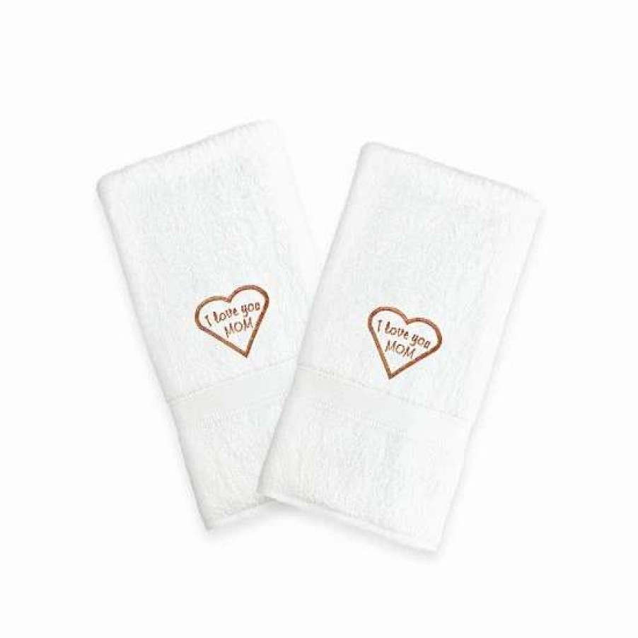 Bed & Bath * | Linum Home Textiles "I Love You Mom" Embroidered 2-Pack Hand Towels Melange