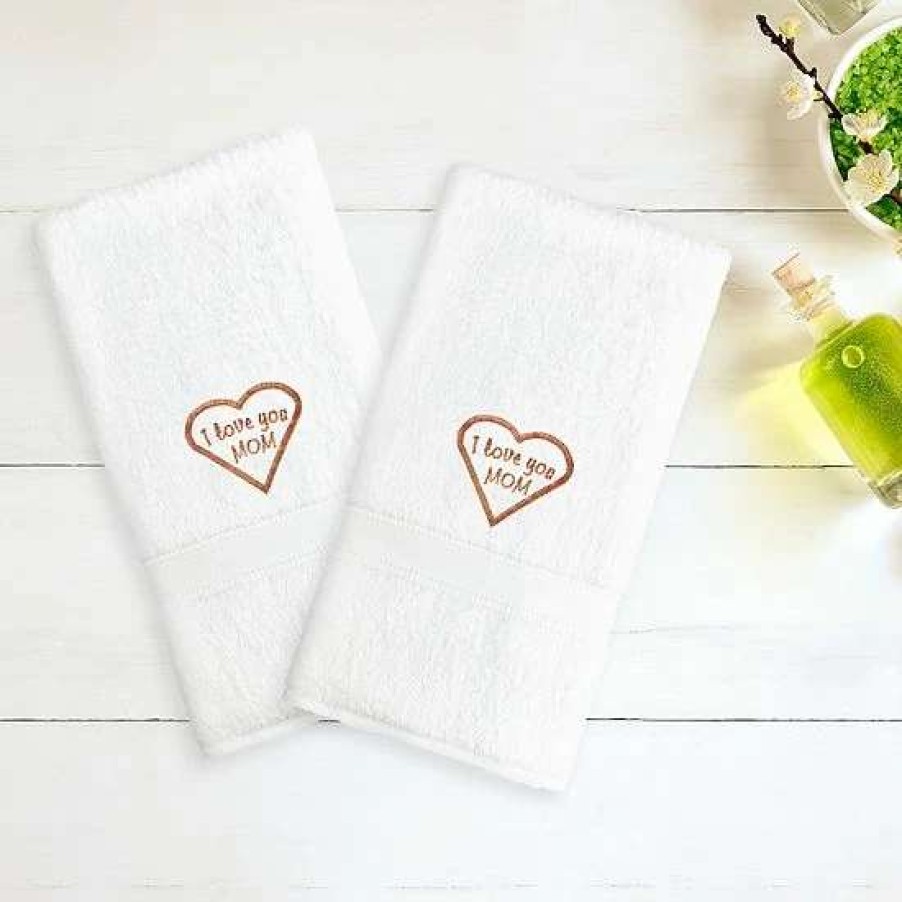 Bed & Bath * | Linum Home Textiles "I Love You Mom" Embroidered 2-Pack Hand Towels Melange