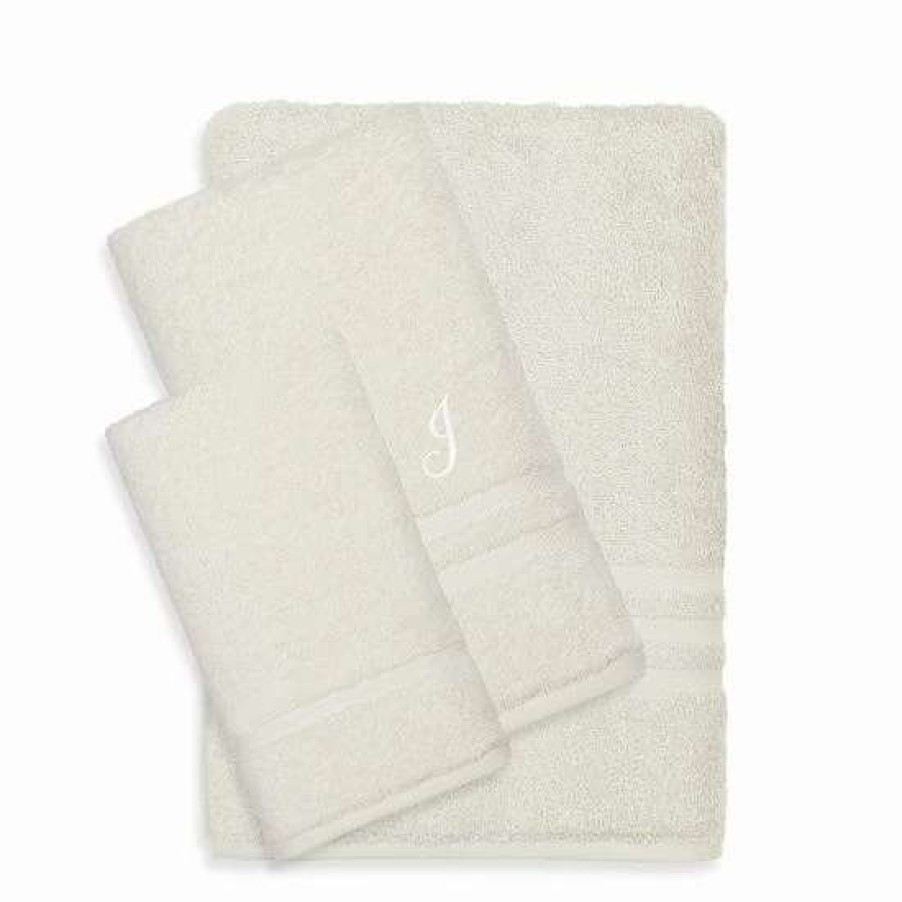 Bed & Bath * | Linum Home Textiles Turkish Cotton Denzi 3-Piece Personalized Towel Set