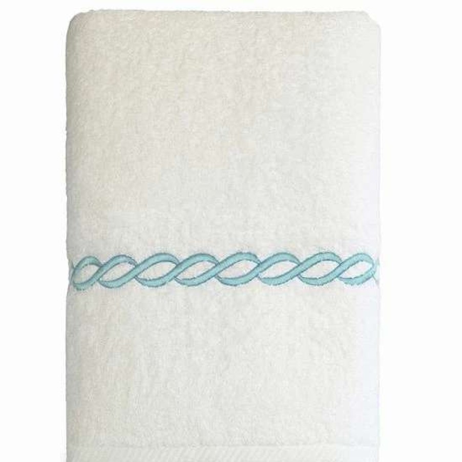 Bed & Bath * | Linum Home Textiles Soft Twist Cadena Towel White Sky Blue